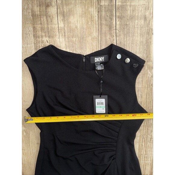 DKNY Dress 8 NWT Black Sleeveless Ruched Stretch Sheath - Picture 6 of 6